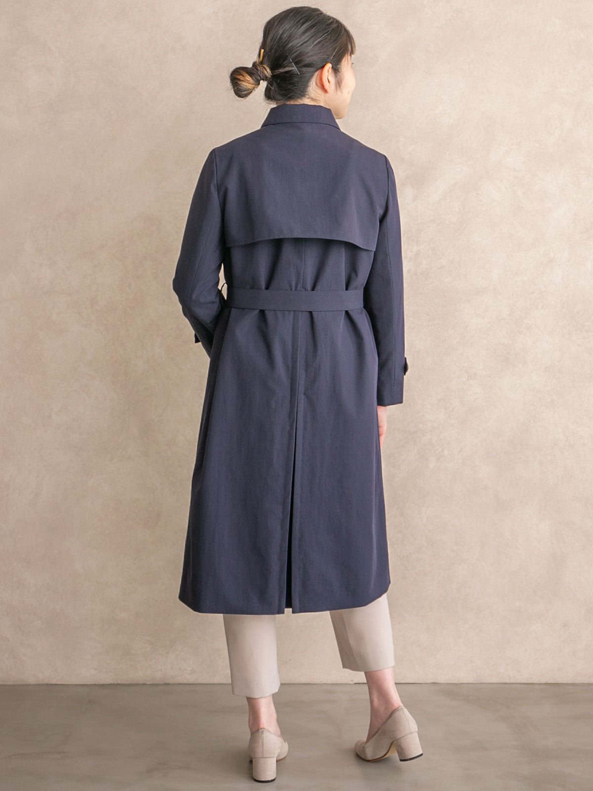 パパシャンブレーシングルコート/ネイビー｜低身長さん・小柄女性向け