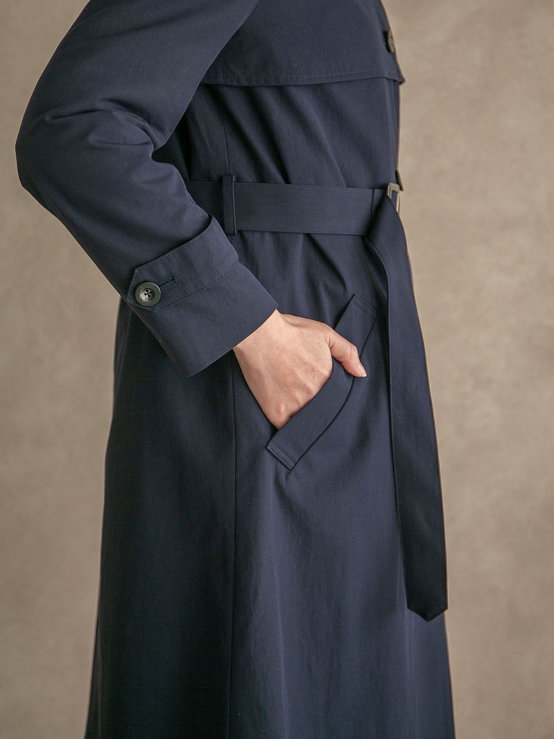 パパシャンブレーシングルコート/ネイビー｜低身長さん・小柄女性向け