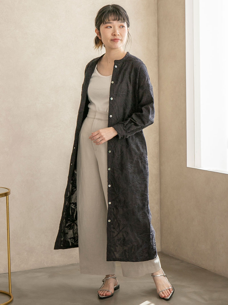 ボタニカル刺繍シャツワンピース｜低身長さん・小柄女性向け