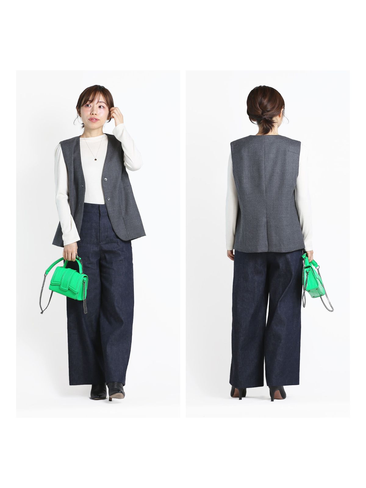 美品　エイココンドウ　サイドデザインが美しい　2wayジレ　コート　羽織　タフタ 美品 エイココンドウ サイドデザインが美しい 2wayジレ コート