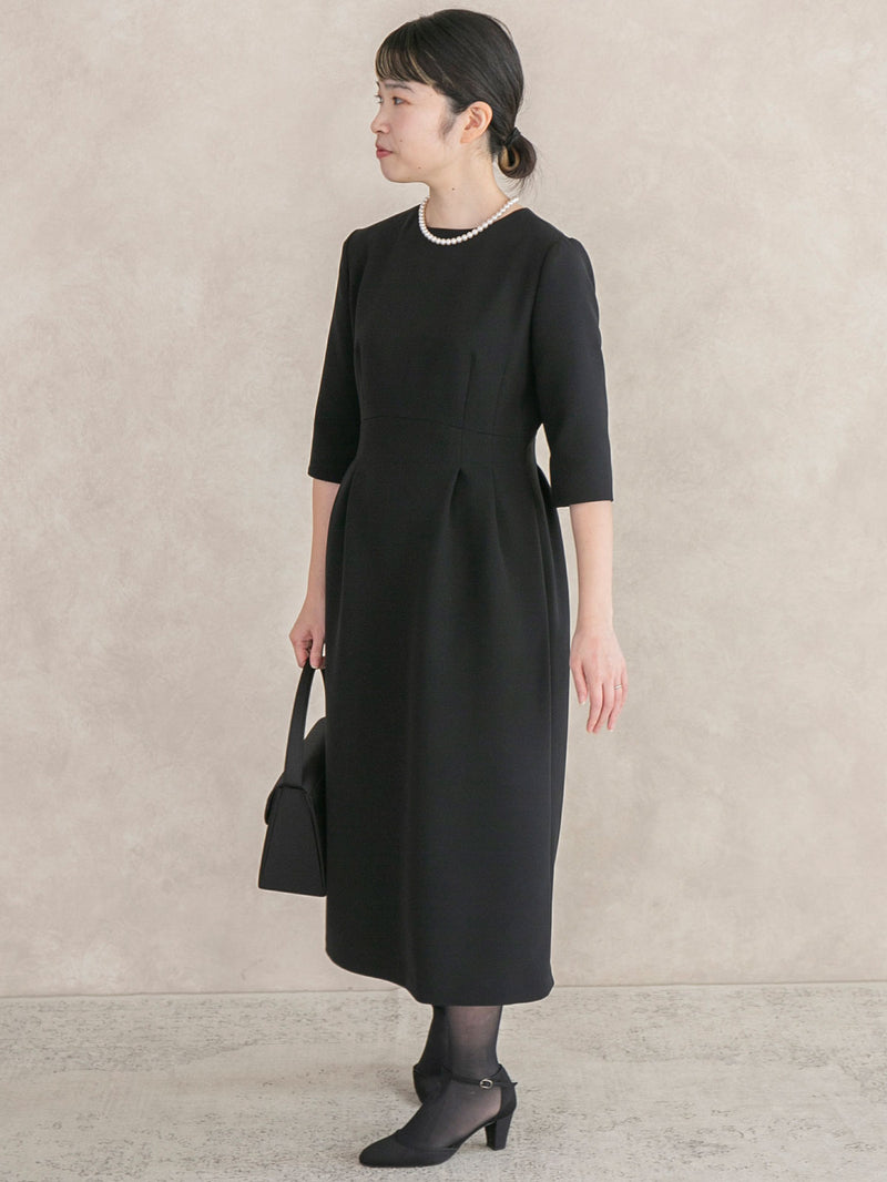 ダブルクロスタックフレアワンピース｜低身長さん・小柄女性向け