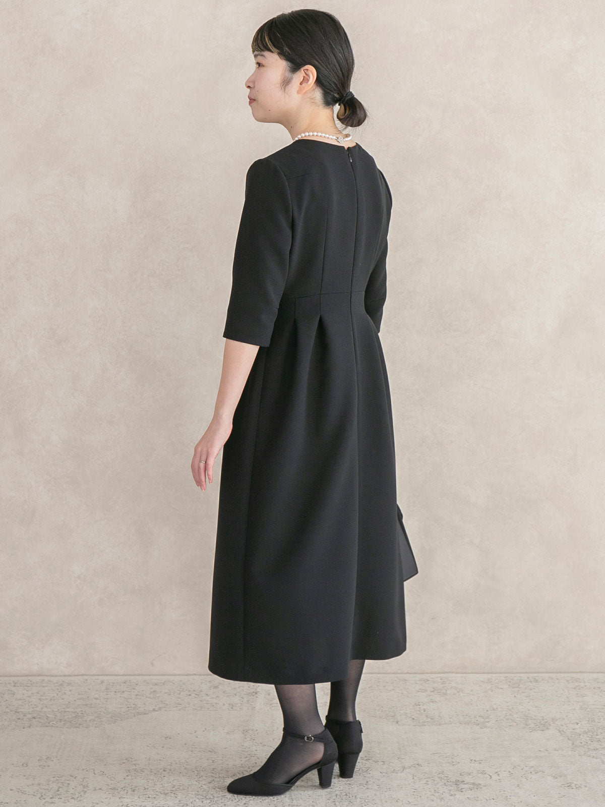 ダブルクロスタックフレアワンピース｜低身長さん・小柄女性向け