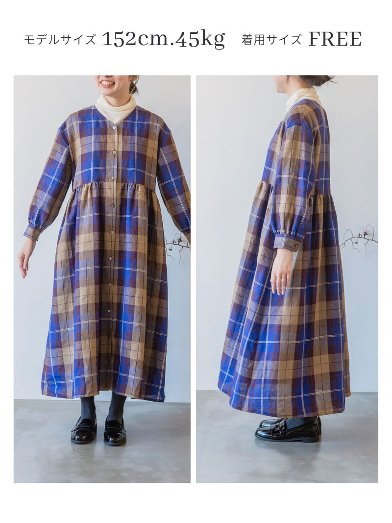 【期間限定販売 TUTIE.コラボ】リネンチェックワンピース