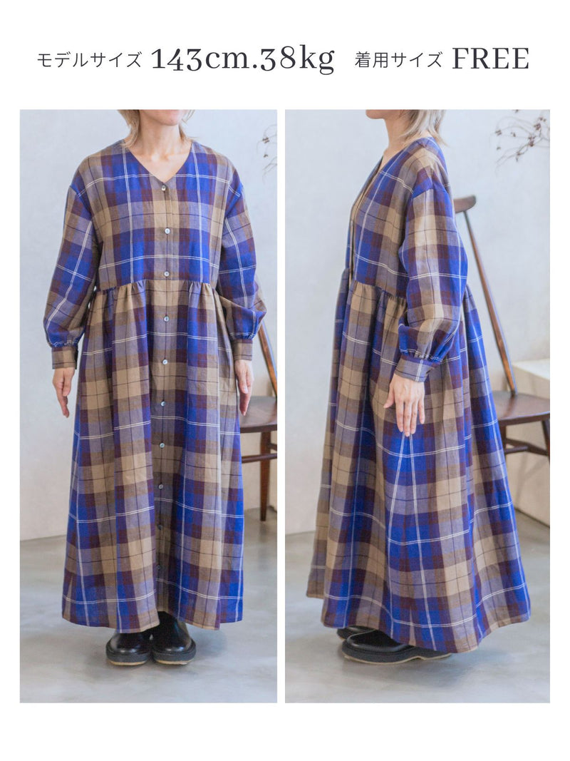 【期間限定販売 TUTIE.コラボ】リネンチェックワンピース