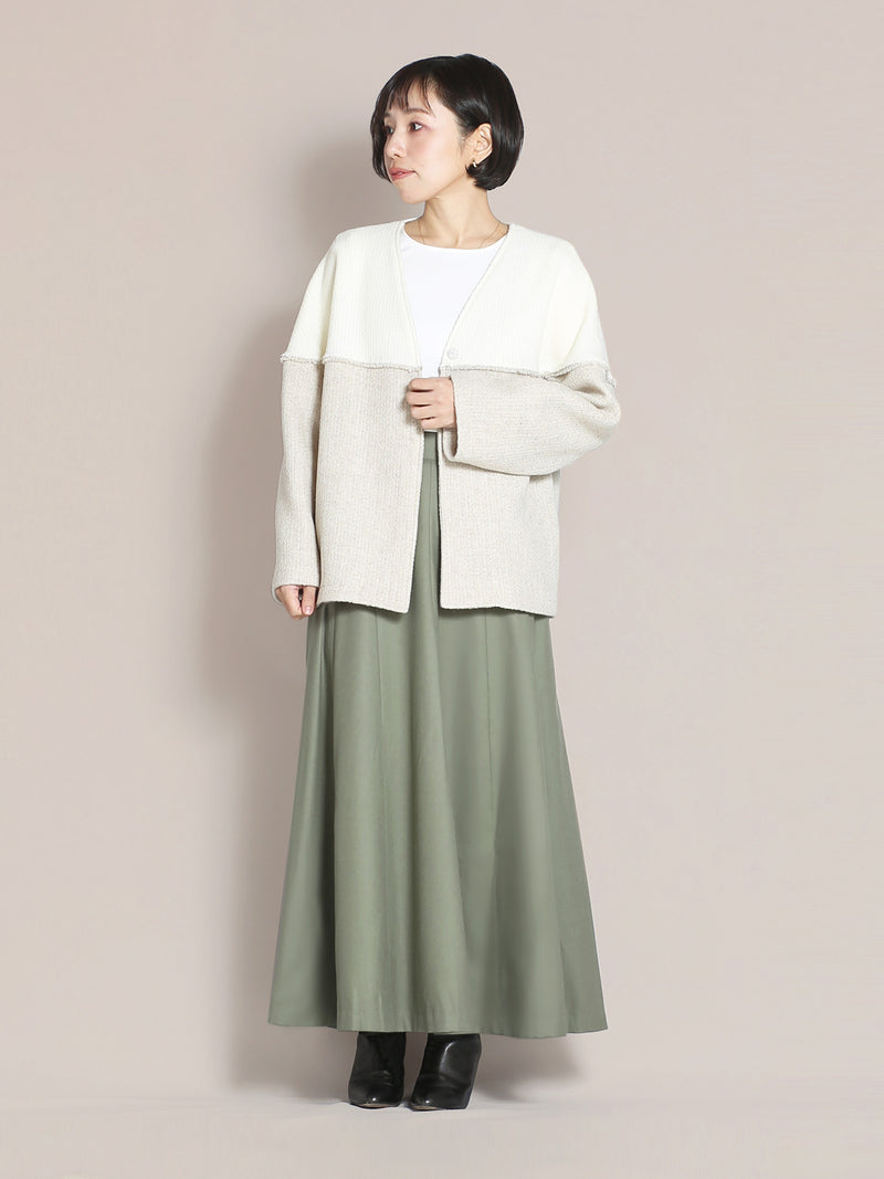 バイカラーショートカーディガン