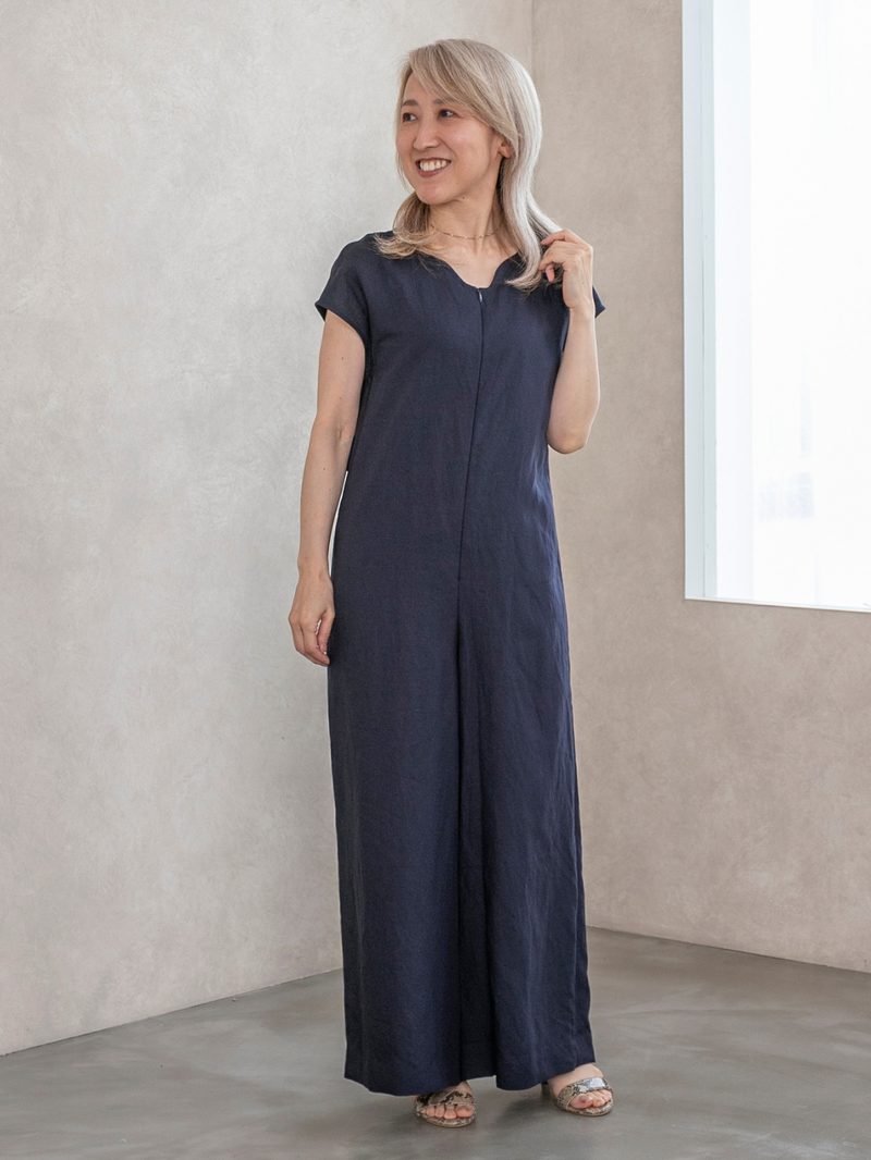リネンレーヨンオールインワン｜低身長さん・小柄女性向け