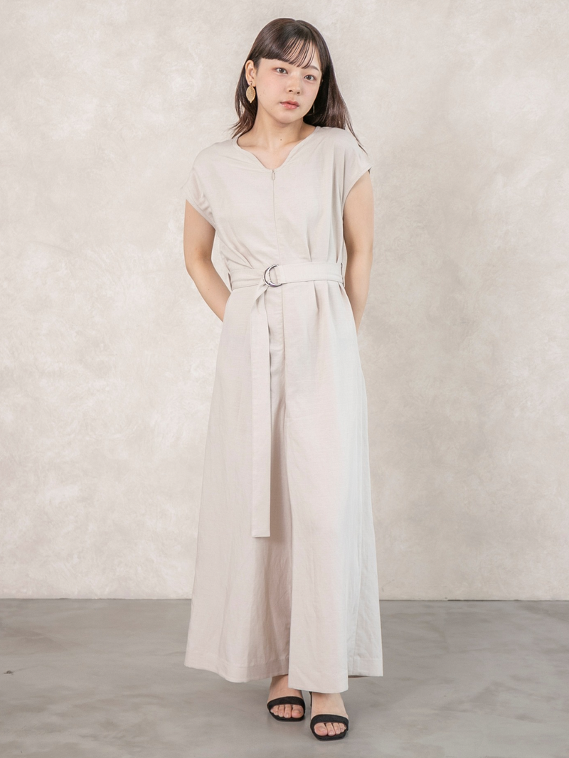 【新品】VENIT リネン レーヨン オールインワン ホワイト 38サイズ リネンレーヨンオールインワン/キナリ｜低身長さん・小柄女性向け