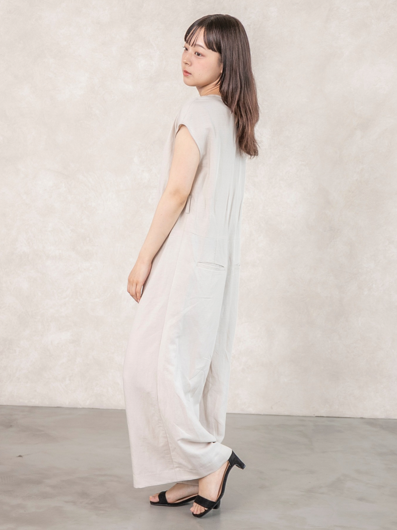 【新品】VENIT リネン レーヨン オールインワン ホワイト 38サイズ リネンレーヨンオールインワン｜低身長さん・小柄女性向け