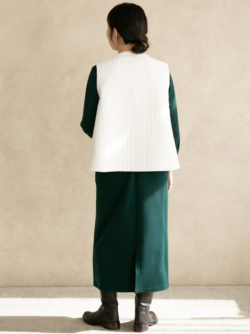 キルティングベスト/ホワイト｜低身長さん・小柄女性向け