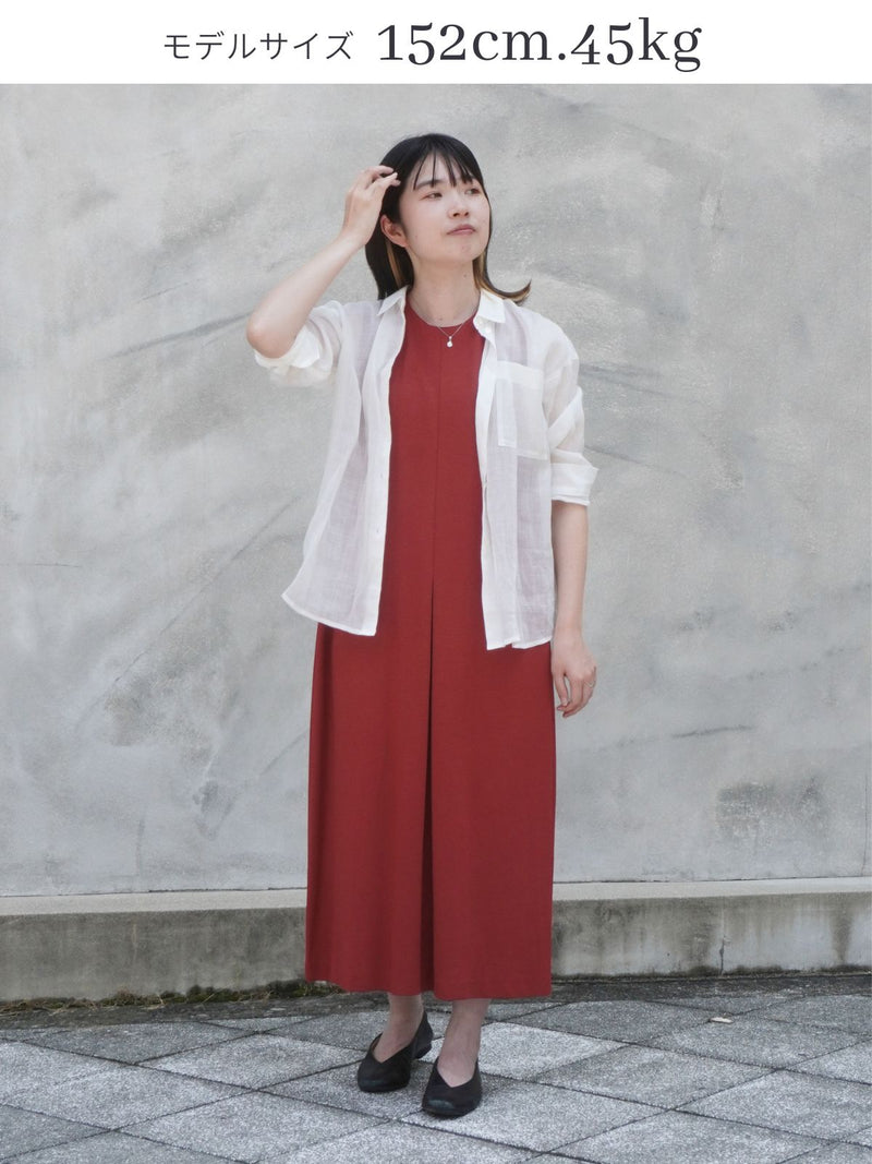 レーヨンポンチバレルシルエットワンピース