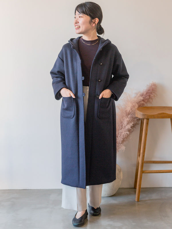 ロイヤルジーロンフードロングコート/グレージュ