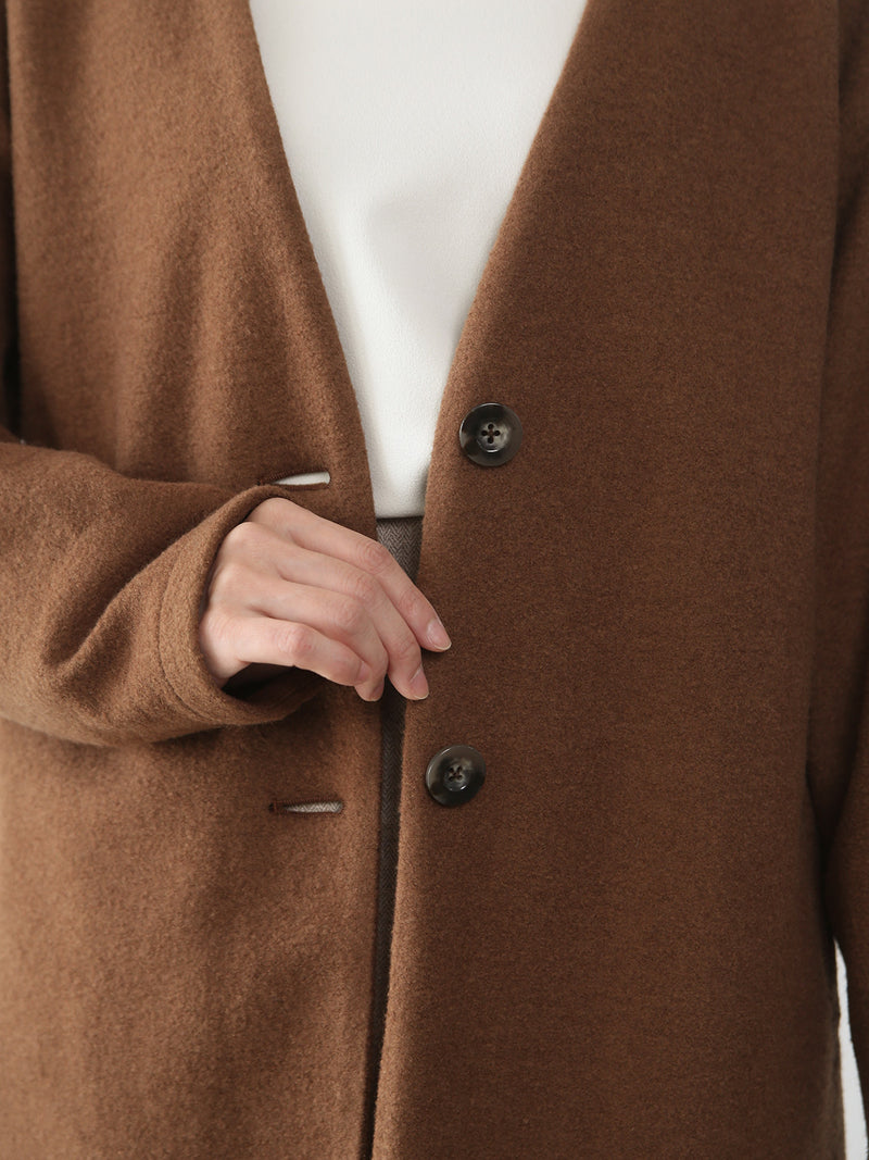 【11月新作】ウールブークレーカーディガン/コーヒーブラウン