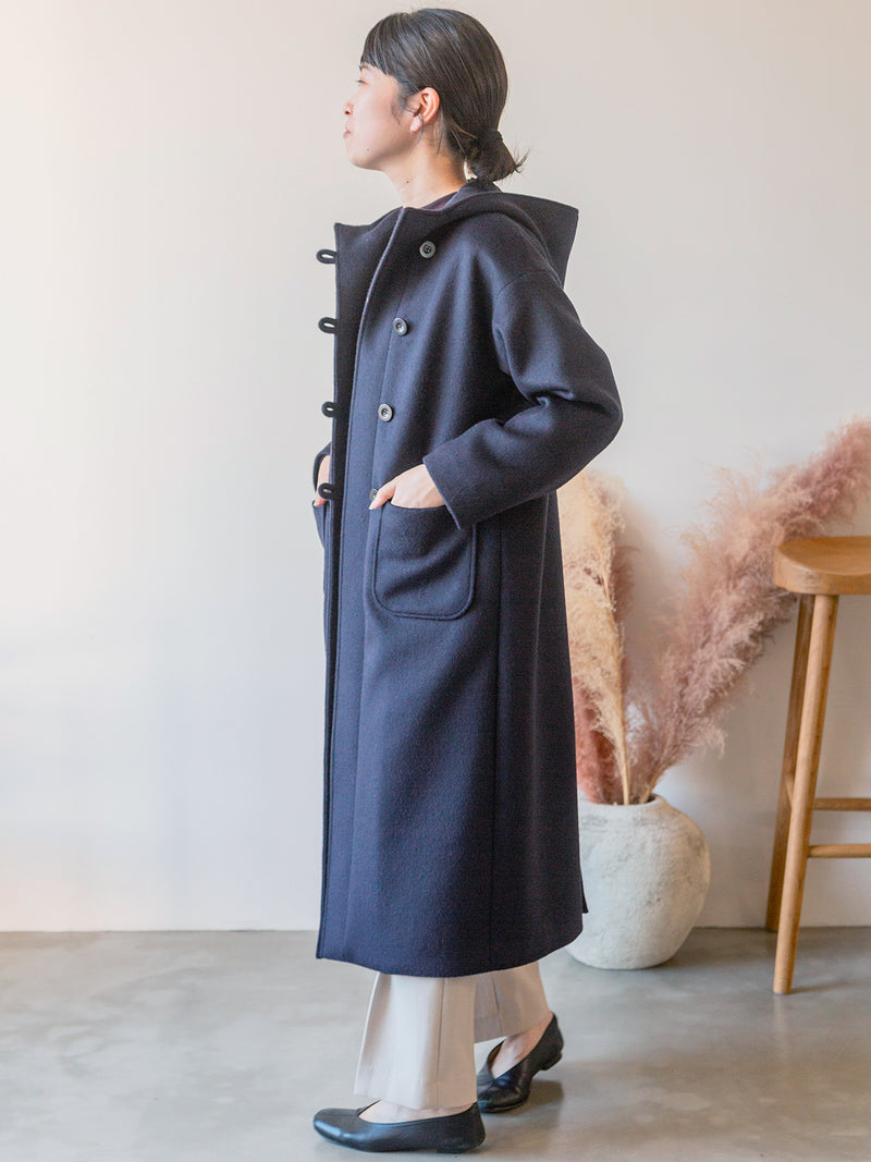 BLENHEIM フード付きネイビーロングコート BLENHEIMパールボタン 
