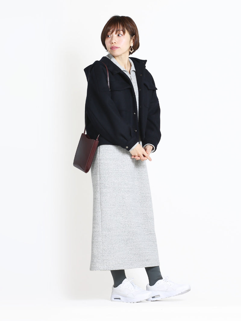 【30%off】ウールカルゼキルト裏地ショートコート・ネイビー(S)