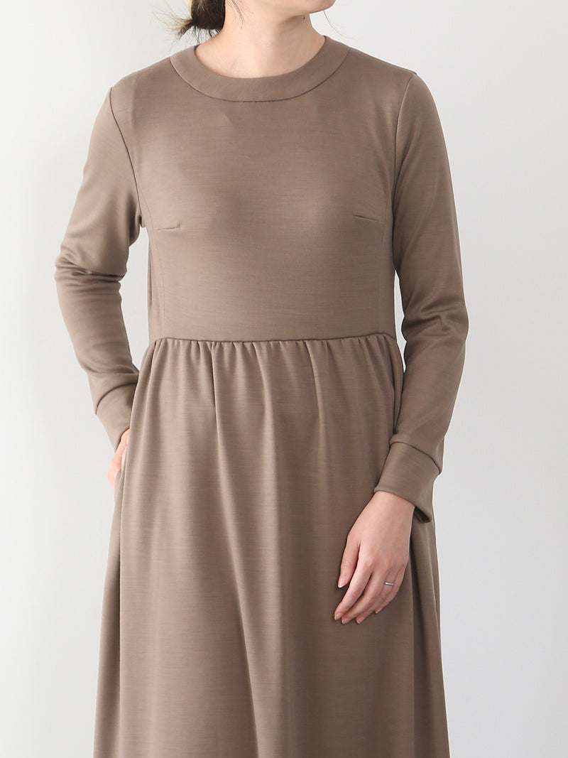 【11月新作】ウールスムースギャザーワンピース/モカ