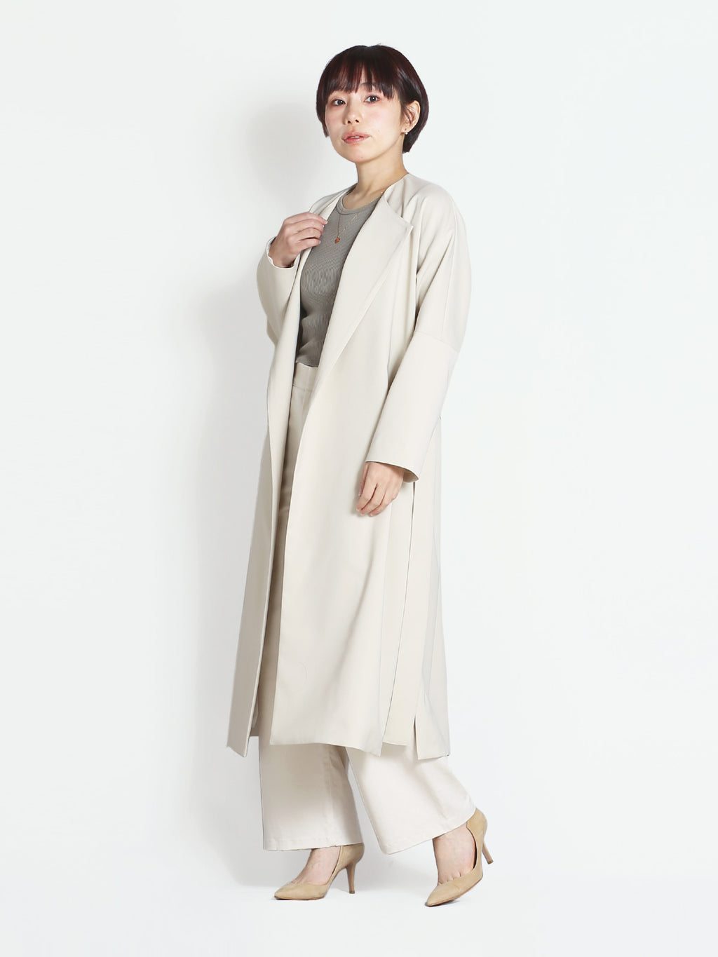 50%off】強撚ツイルサイドスリットコート ・ベージュ(S) – Cobitto