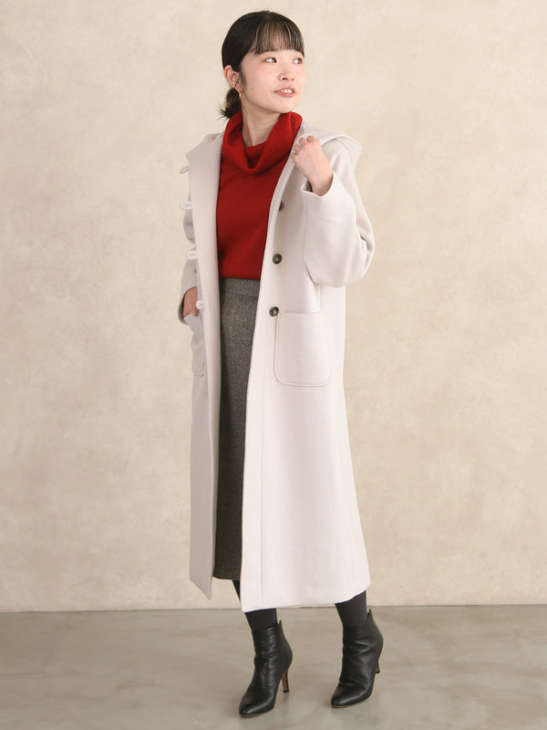 ロイヤルジーロンフードロングコート/ネイビー