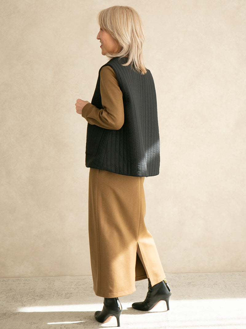 キルティングベスト/ホワイト｜低身長さん・小柄女性向け