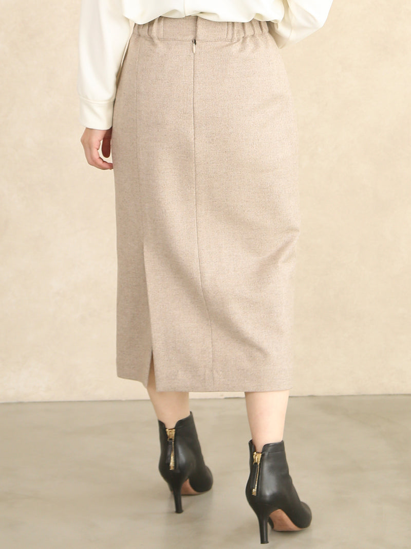 【11月新作】ツイードヘリンボンタイトスカート/ベージュ