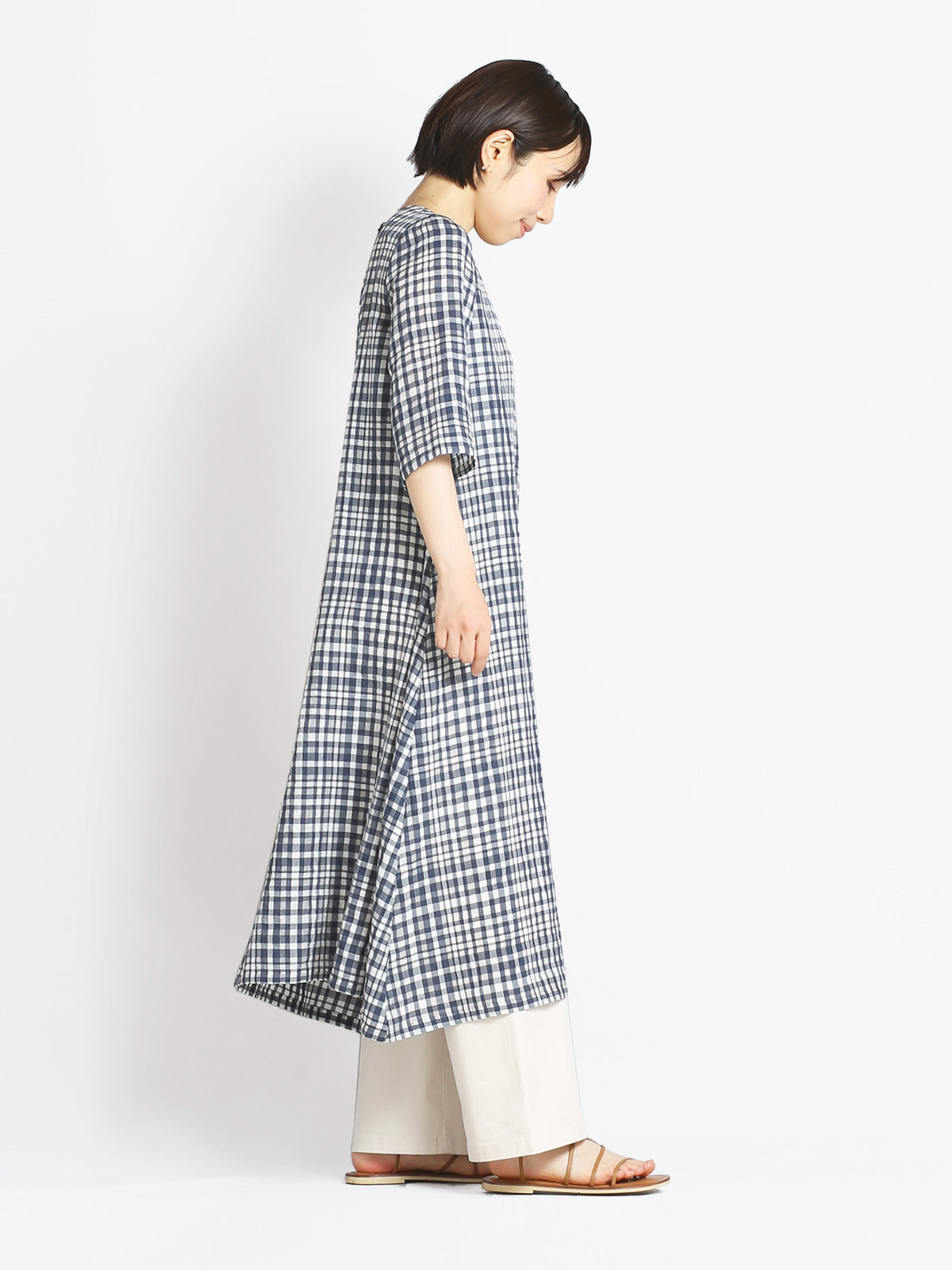 50%off】コットンシルクギンガムAラインワンピース(S/M) – Cobitto