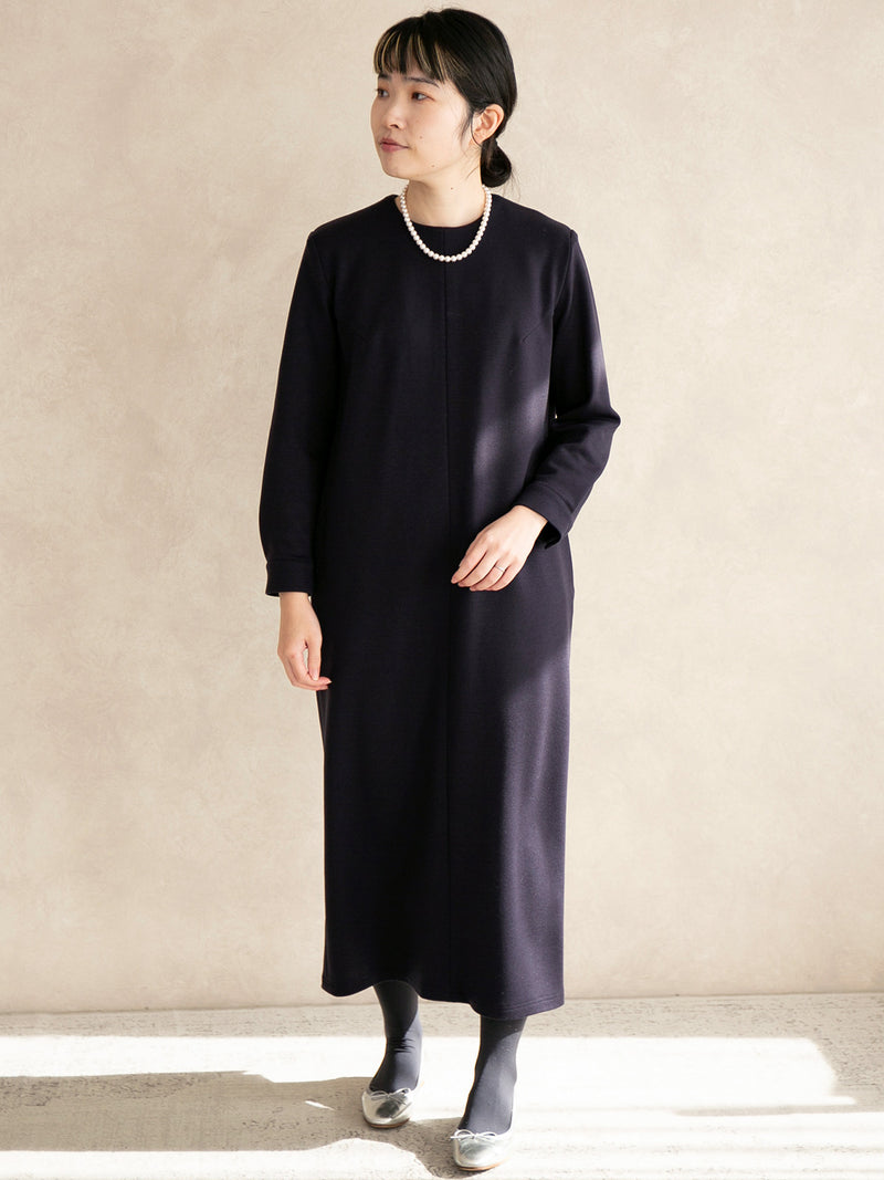 ストレッチポンチロングワンピース/キャメル｜低身長さん・小柄女性