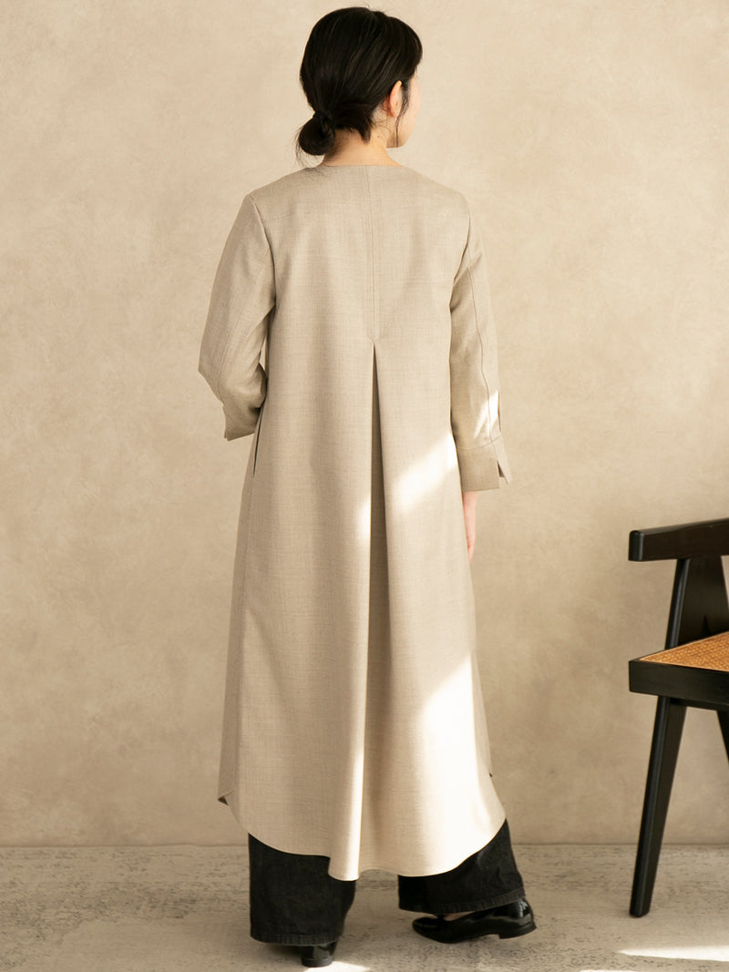 【12月新作】ウールフラノフロントタックワンピース/ベージュ