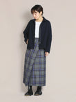 【9月PICKUP先行受注】ウールチェックラップ風スカート
