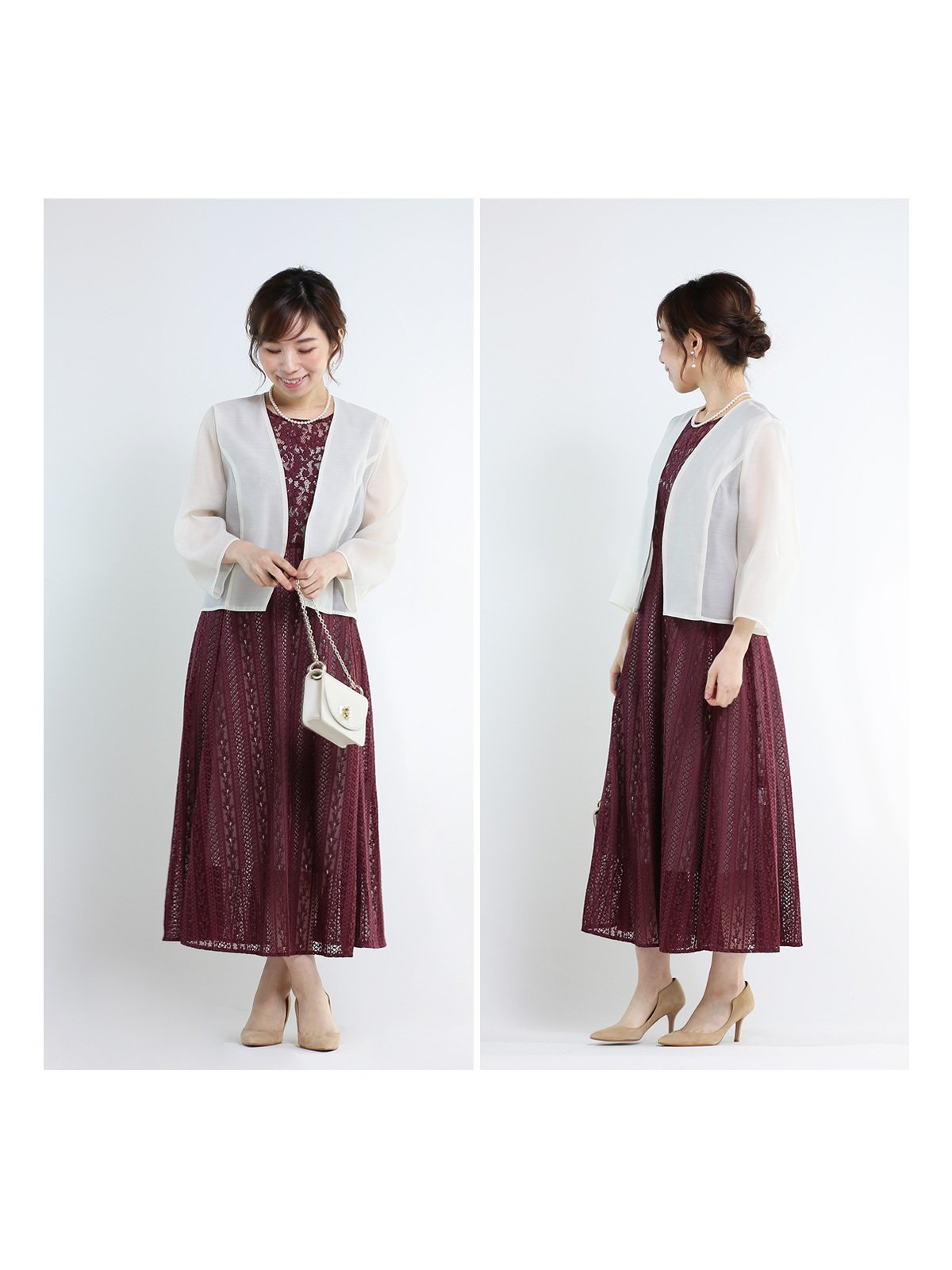 ミックスコードレースフレアロングドレス – Cobitto