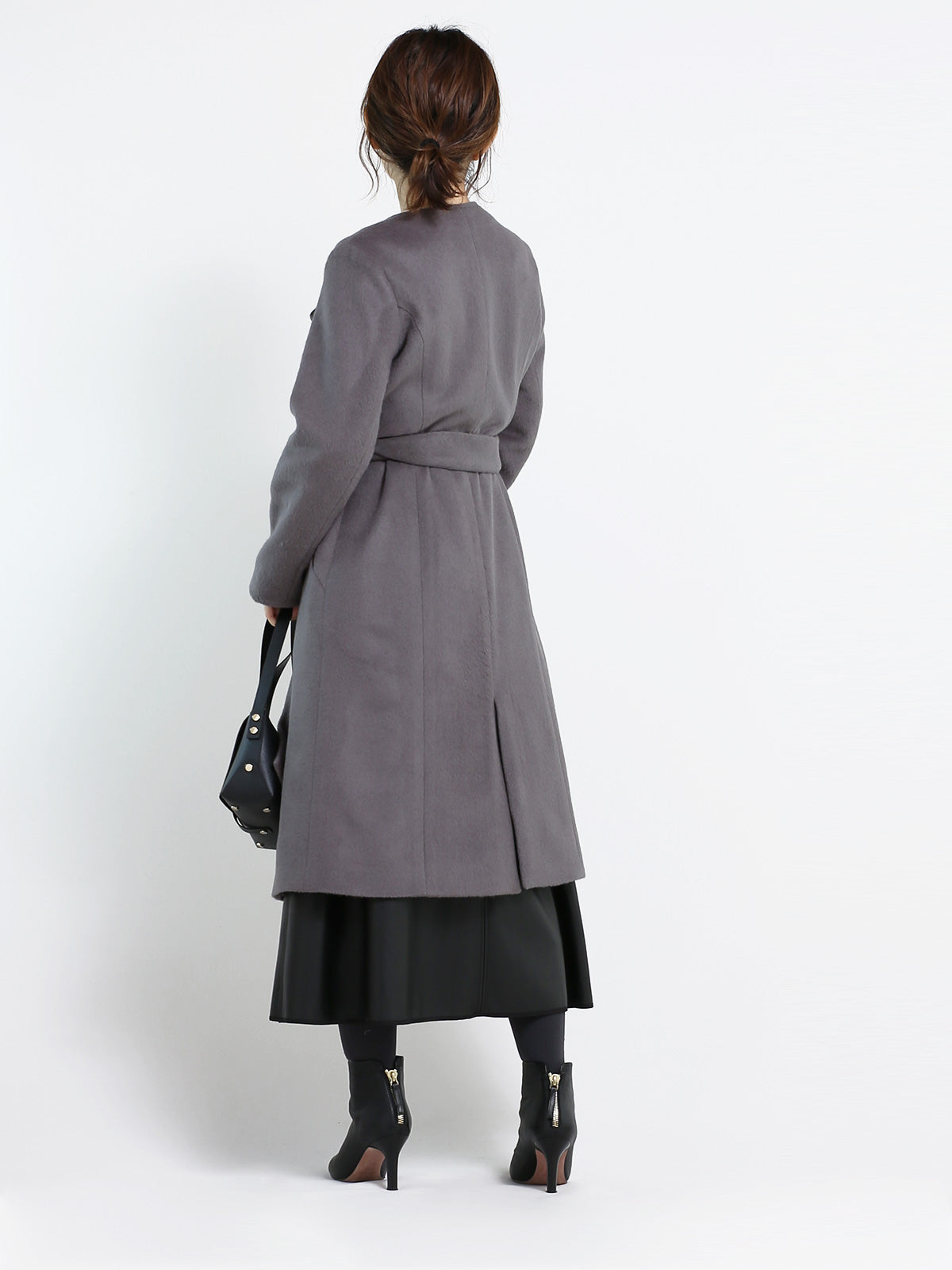 ジャケット　アンゴラ　グレー アンゴラビーバーセミダブルノーカラーコート – Cobitto